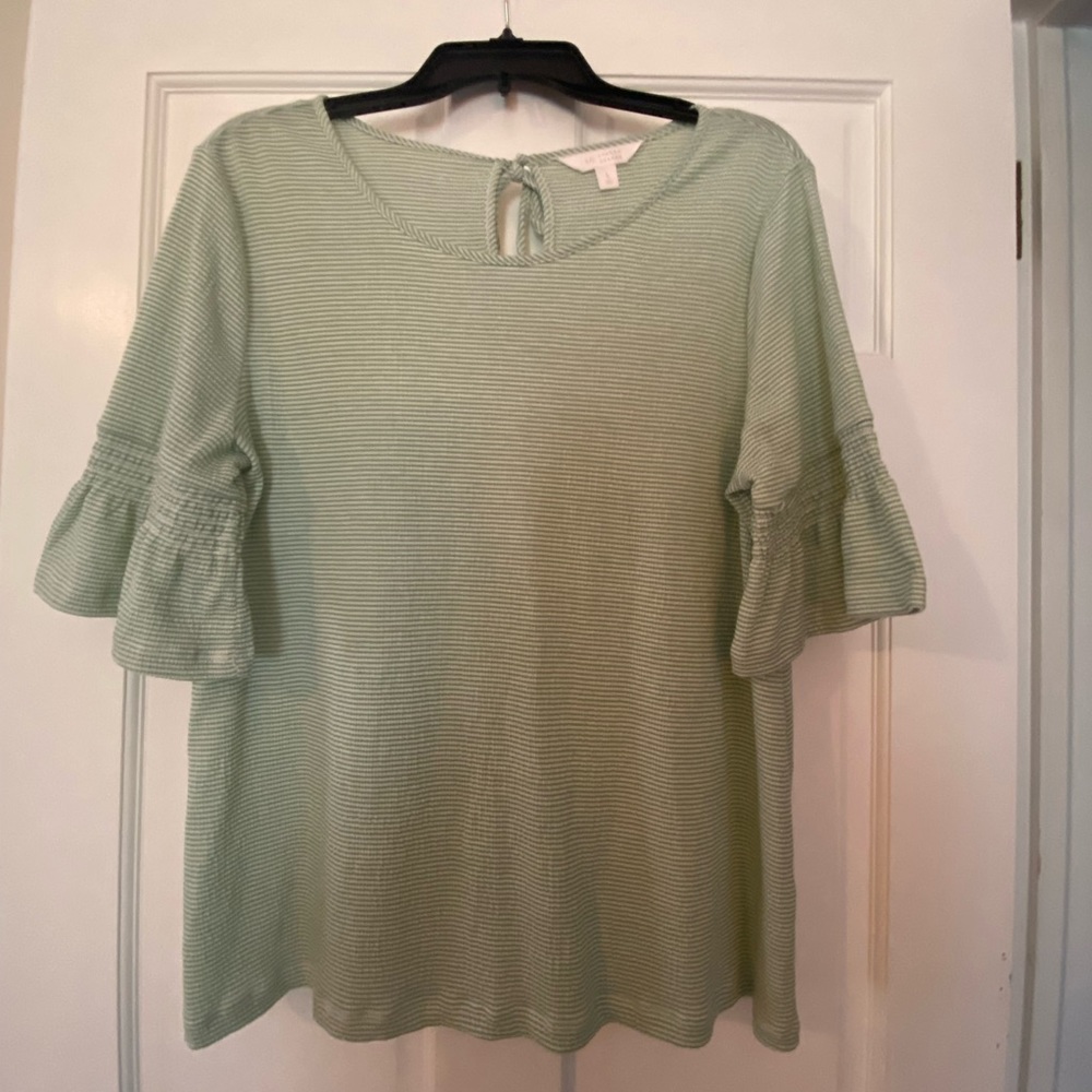 Lauren Conrad Light Green Striped Top - Large